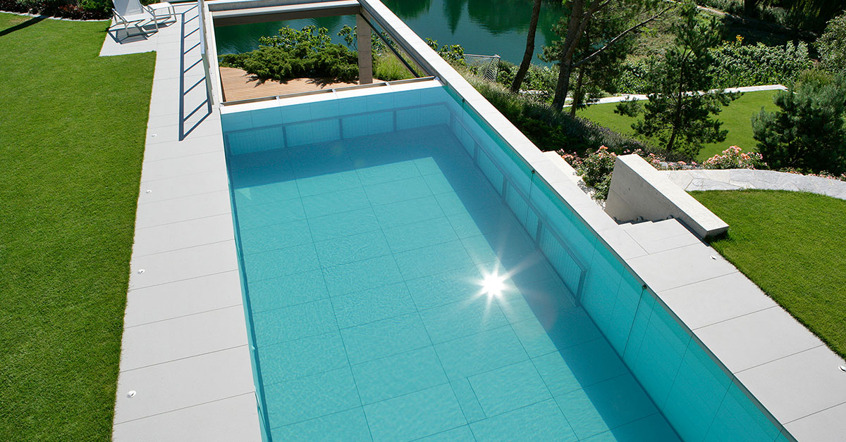 piscine carrelage fond mobile