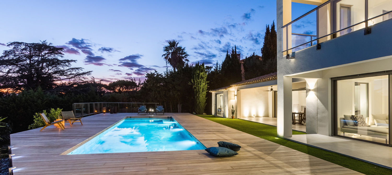 piscine nuit éclairage led