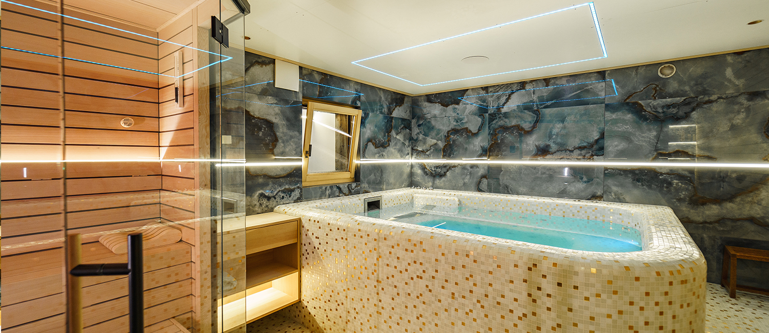 espace wellness moderne avec spa sauna